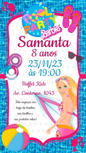 Invitación de cumpleaños Barbie – Estático – Heliene Designer