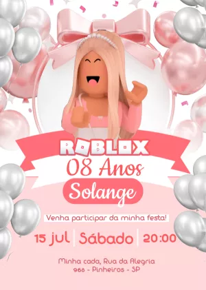 Convite de Aniversário Roblox Menina para Editar Online