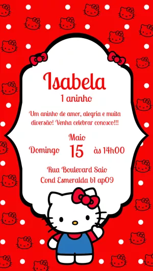 Convite Aniversário Hello Kitty Editável Online