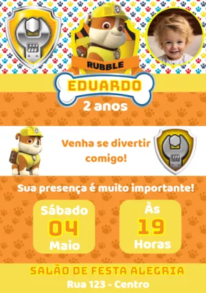 Invito di compleanno Paw Patrol – Statico – Convites e Artes Digitais