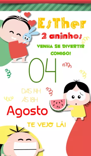 Convite de Aniversário Turma da Mônica com a Turma Reunida para Editar
