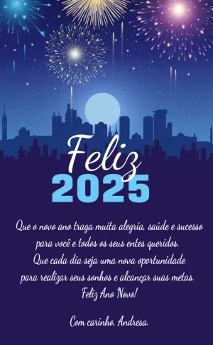 Cartão de Ano Novo com Fogos de Artifício para Editar Online