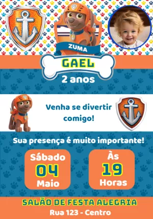 Invito di compleanno Paw Patrol – Statico – Convites e Artes Digitais