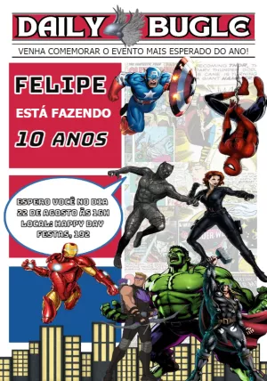 Invitación de cumpleaños Los Vengadores – Estático – Convites Personalizados