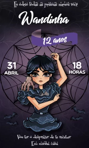 Convite de Aniversário Wandinha Addams para Editar Online