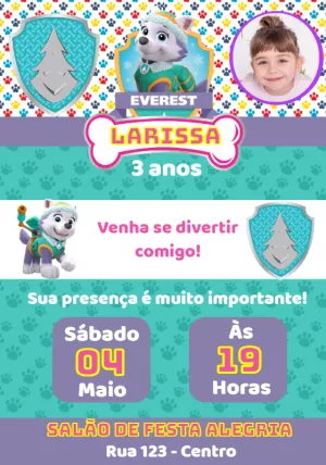 Invito di compleanno Paw Patrol – Statico – Convites e Artes Digitais