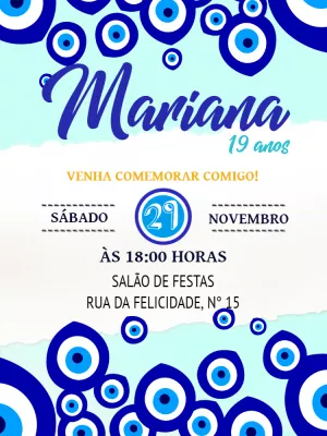 Convite de Aniversário Olho Grego para Editar Online
