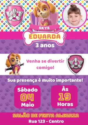 Invito di compleanno Paw Patrol – Statico – Convites e Artes Digitais