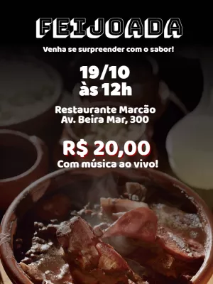 Convite para Feijoada Editável: Crie seu Cartaz Online