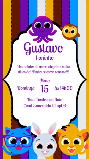 Invitación de cumpleaños Bolofofos – Estático – Gisele