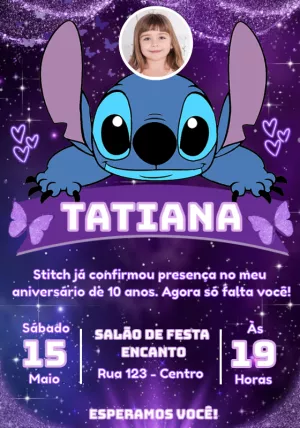 Stitch Birthday Invitation – Static – Convites e Artes Digitais