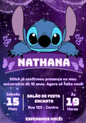 Invitación de cumpleaños Stitch – Estático – Convites e Artes Digitais