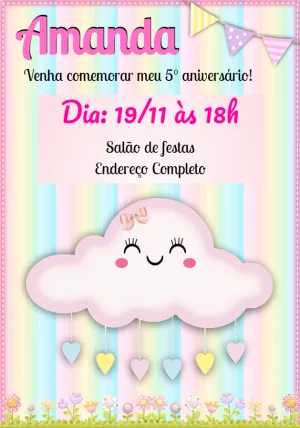 Convite Aniversário Chuva de Amor para Editar Online