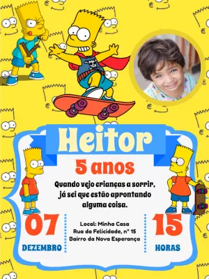 Convite de Aniversário Os Simpsons com Foto para Editar Online