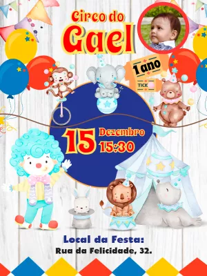 Circus Birthday Invitation – Static – Pedro Henrique