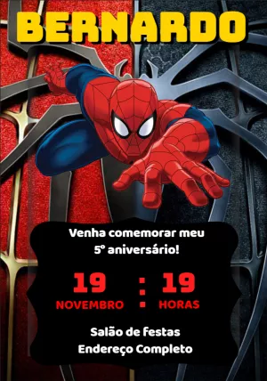 Convite de Aniversário Homem Aranha para Editar Online