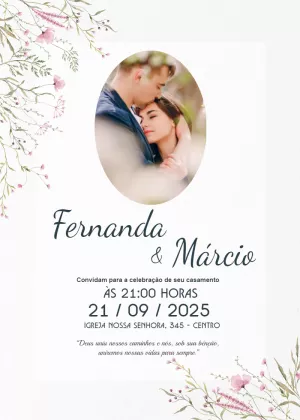 Convite de Casamento Floral com Foto para Editar Online