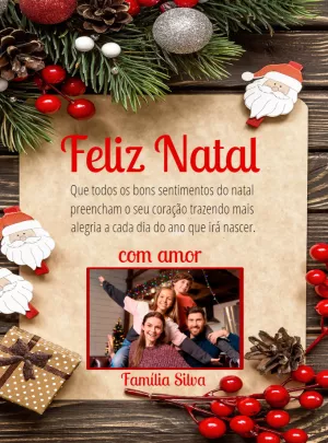 Cartão de Natal com Foto de Família para Editar Online
