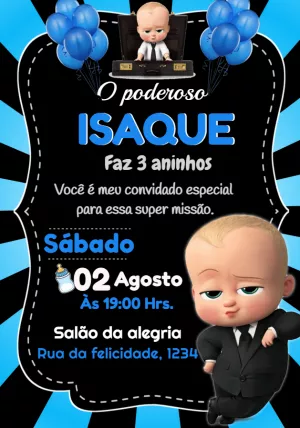 Convite Aniversário Poderoso Chefinho para Editar Online