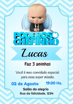 Convite Aniversário Poderoso Chefinho para Editar Online