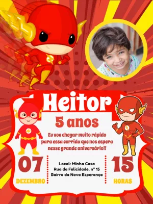 Convite de Aniversário Flash com Foto para Editar Online