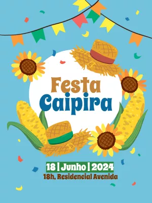 Convite de Aniversário Festa Junina com Milho para Editar Online