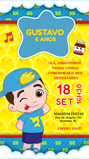 Convite Aniversário Luccas Neto para Editar Online