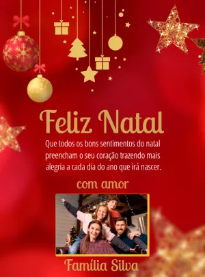 Cartão de Natal Vermelho com Foto para Editar Online