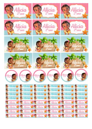 Kit de Etiquetas Escolares Moana Baby Editável Online