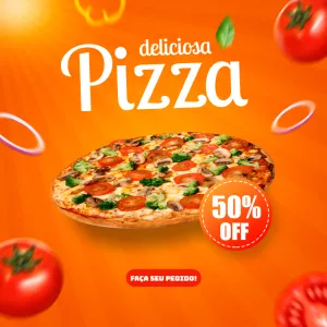 Modelo de Post para Pizzaria com Oferta para Editar Online