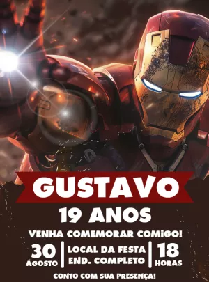 Convite de Aniversário Homem de Ferro para Editar Online