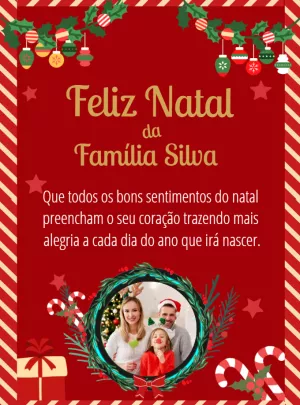 Cartão de Natal com Foto da Família para Editar Online