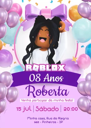 Convite de Aniversário Roblox Menina para Editar Online