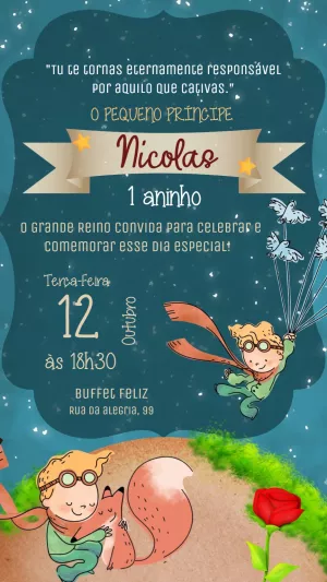 Convite Aniversário O Pequeno Príncipe para Editar Online