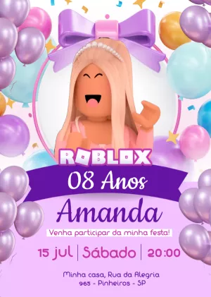 Invitación de cumpleaños Roblox – Estático – Myanne Figueiredo