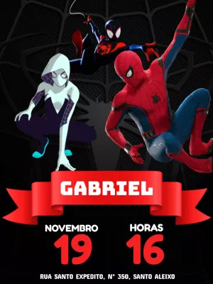 Convite Aniversário Homem Aranha Multiverso para Editar Online