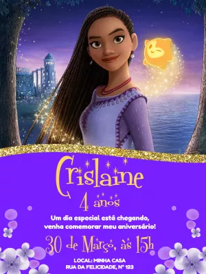 Convite Aniversário Wish O Poder dos Desejos para Editar Online