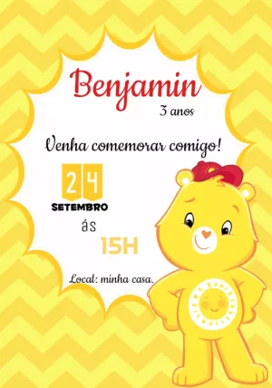 Convite Aniversário Ursinhos Carinhosos Solzinho para Editar