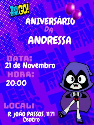 Convite Aniversário Ravena Jovens Titãs para Editar Online