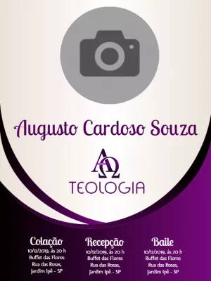 Convite Formatura Teologia com Foto para Editar Online