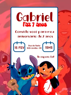 Invitación de cumpleaños Stitch – Estático – Carolina