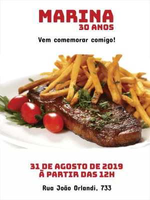 Convite de Aniversário Churrasco para Editar Online