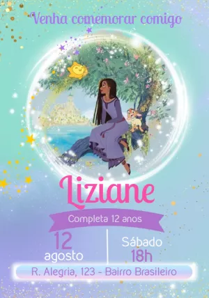 Convite Aniversário Wish: O Poder dos Desejos para Editar