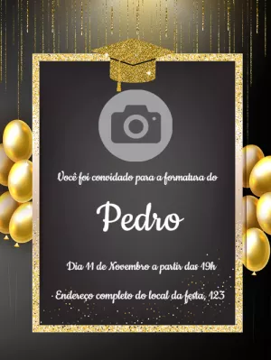Convite de Formatura com Foto para Editar Online