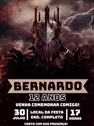 Convite Aniversário O Senhor dos Anéis para Editar Online