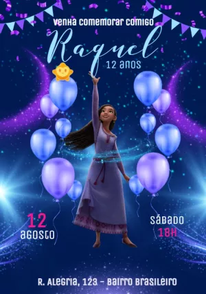 Convite Aniversário Wish O Poder dos Desejos para Editar Online
