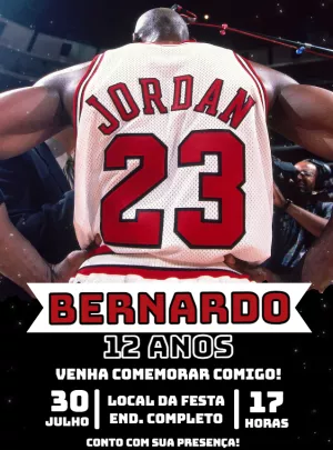 Convite de Aniversário Michael Jordan Basquete para Editar