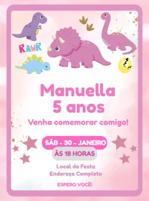 Invitación de cumpleaños Dinosaurio – Estático – Decore Arte