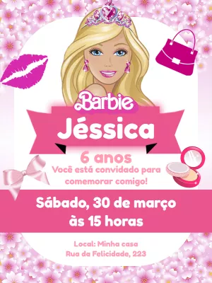 Invitación de cumpleaños Barbie – Estático – Pedro Henrique