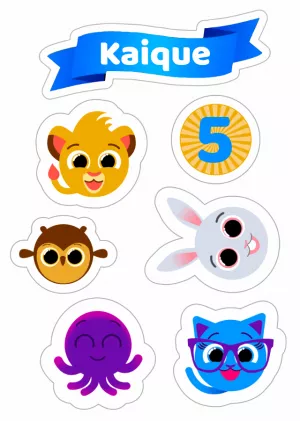 Topo de Bolo Bolofofos com Personagens para Editar Online